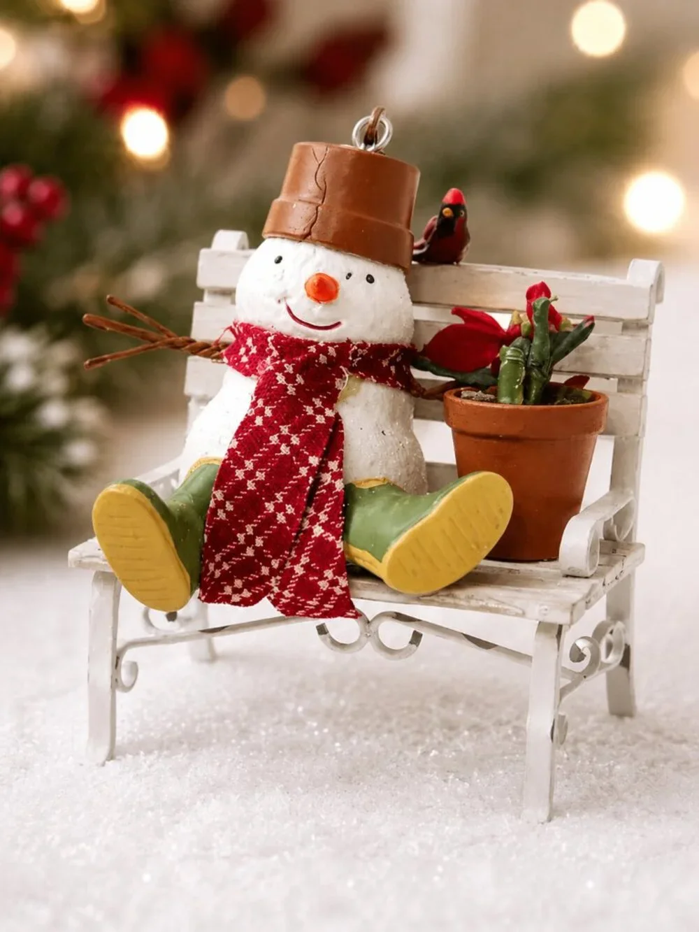Hallmark Keepsake Garden Bench Buddies Ornament 2007 Snowmen Winter Garden
